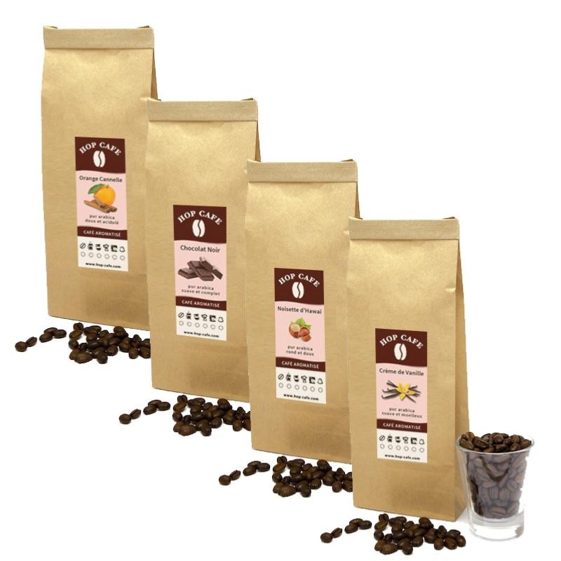 Pack Éco Café en grains Aromatisé - 4 x 500g