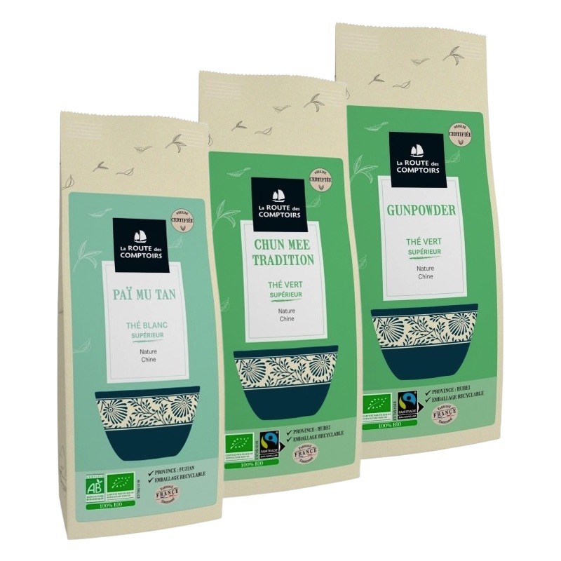 Pack Éco Thé vert et blanc Bio - 3 Sachets de 100g et 50g