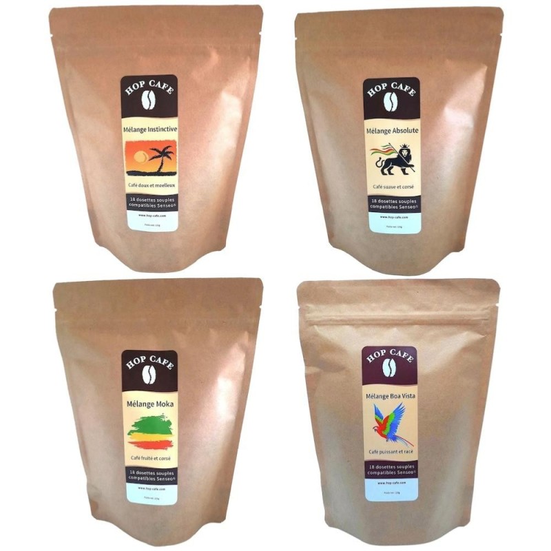 Pack Découverte 4 x 18 Dosettes Souples de Café Nature