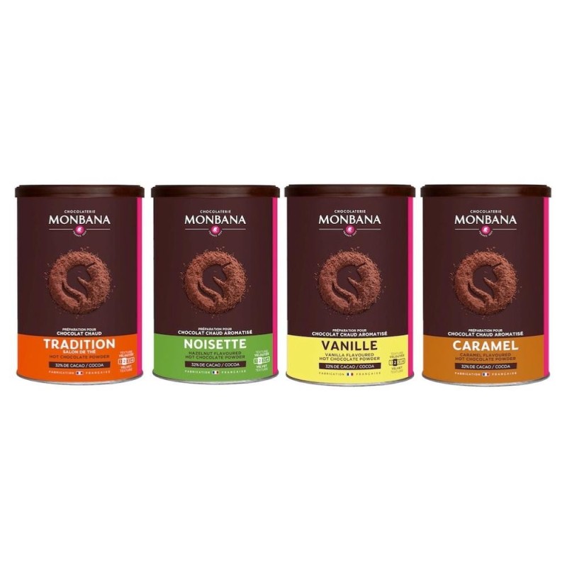 Pack Découverte Chocolat Monbana en poudre - 4 x 250g